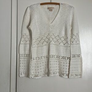 Michael Kors white crochet sweater size small